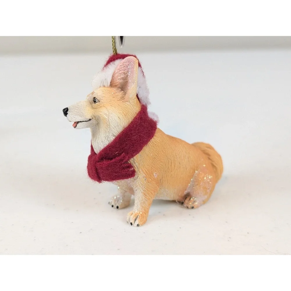 Corgi Dog Christmas Ornament Resin Pet Holiday Decor Santa Hat Christmas Shoppe